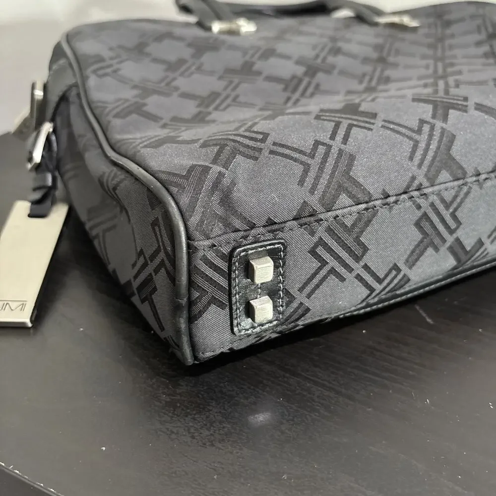 TUMI Black T Monogram Jacquard Nylon Canvas Laptop Briefcase Bag **MISSING STRAP